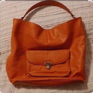 Banana Republic Orange Hobo Bag with Curved Handle